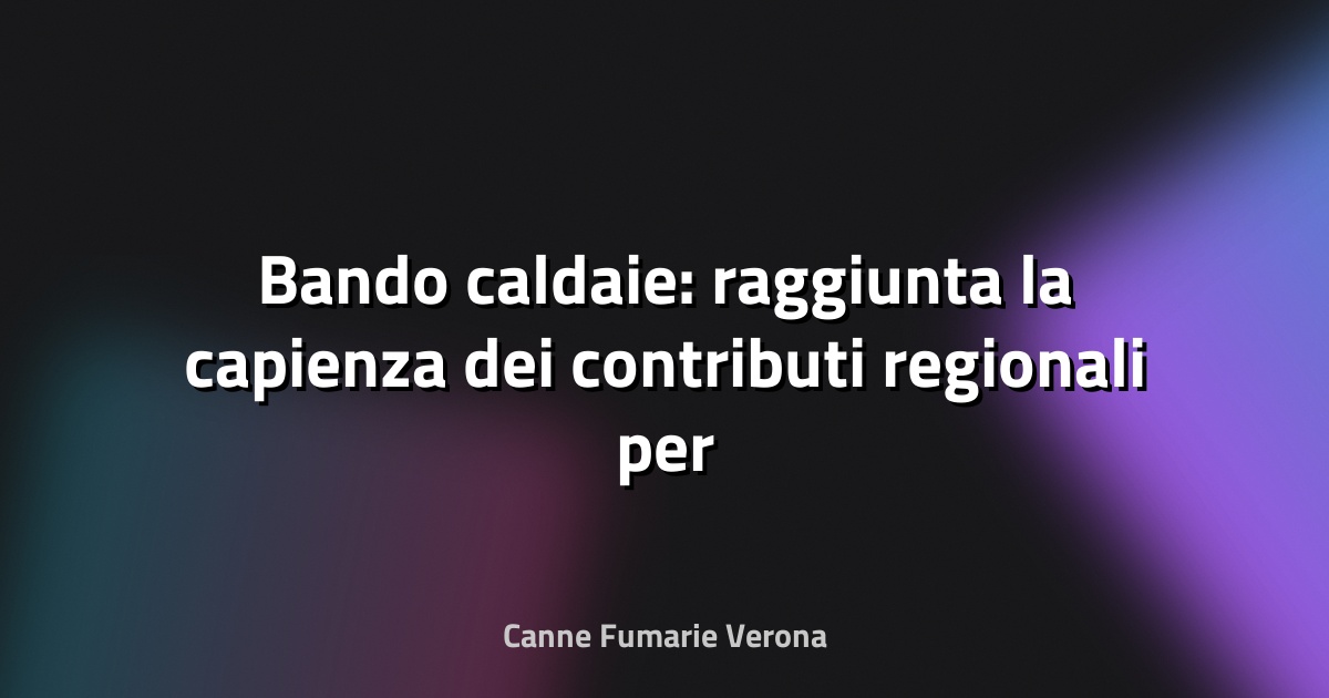 🔥 Bando caldaie: raggiunta la capienza dei contributi regionali per la sostituzione degli impianti a biomassa - Regione Emilia Romagna Ambiente