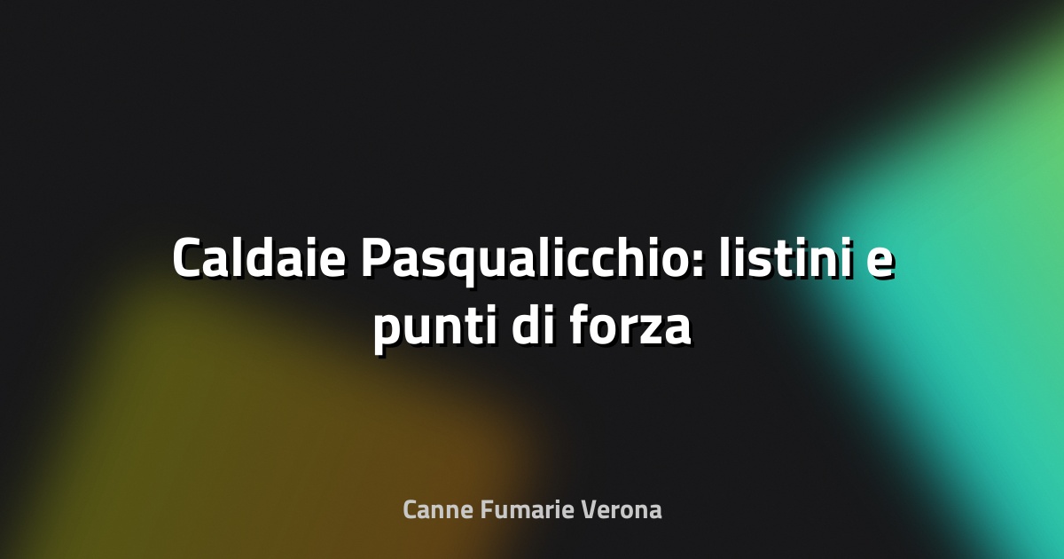🔥 Caldaie Pasqualicchio: listini e punti di forza