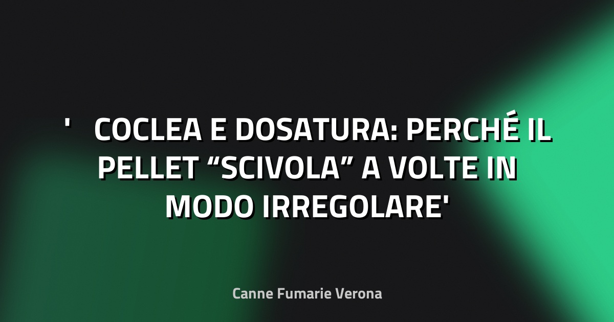 ⚙️ COCLEA E DOSATURA: PERCHÉ IL PELLET “SCIVOLA” A VOLTE IN MODO IRREGOLARE