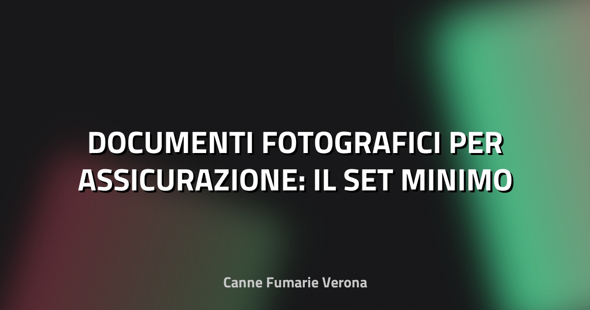 📸 DOCUMENTI FOTOGRAFICI PER ASSICURAZIONE: IL SET MINIMO