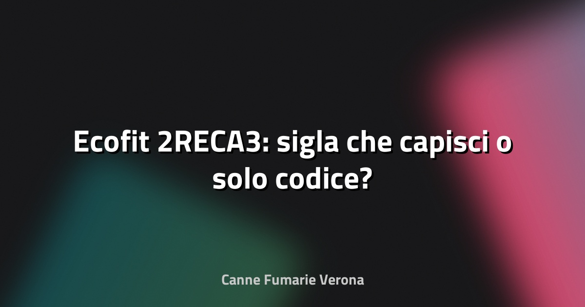 🔥 Ecofit 2RECA3: sigla che capisci o solo codice?