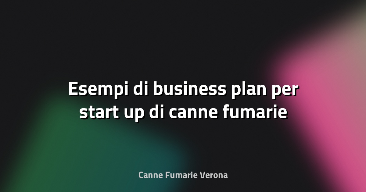 🔥 Esempi di business plan per start‑up di canne fumarie