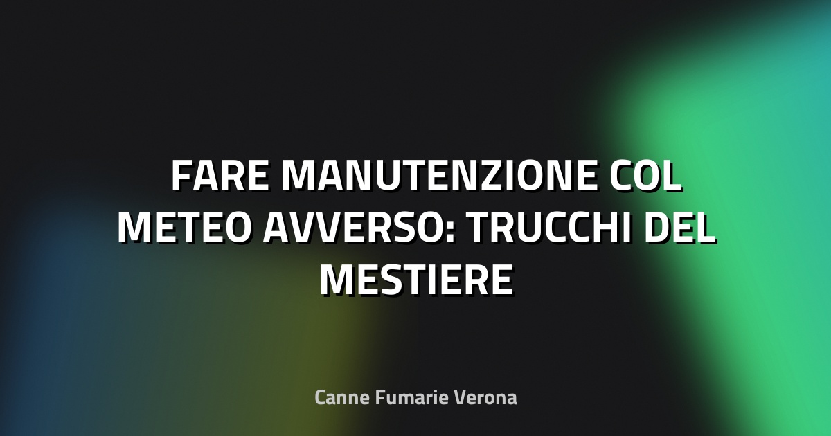 🌧️ FARE MANUTENZIONE COL METEO AVVERSO: TRUCCHI DEL MESTIERE