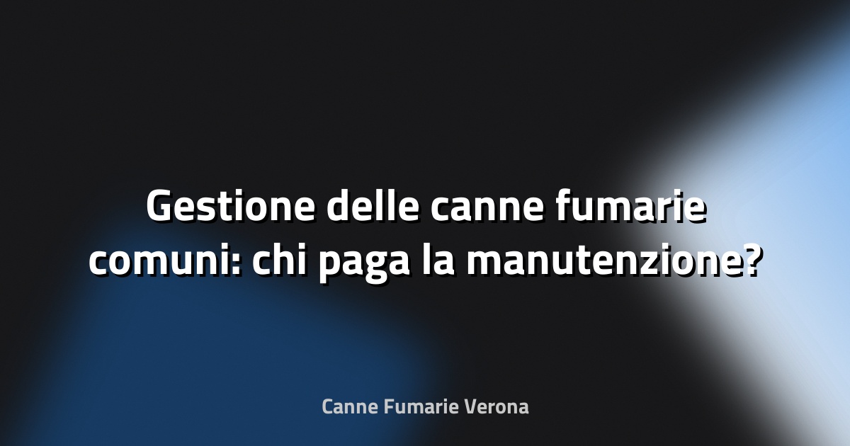 🔥 Gestione delle canne fumarie comuni: chi paga la manutenzione?