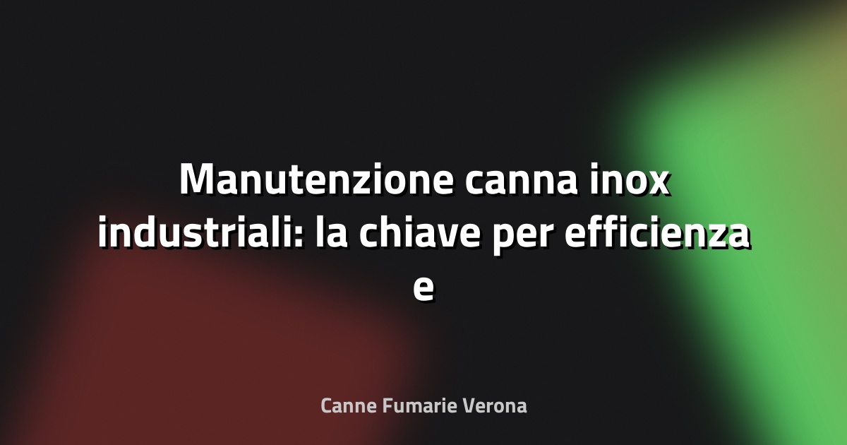 🔥 Manutenzione canna inox industriali: la chiave per efficienza e sicurezza