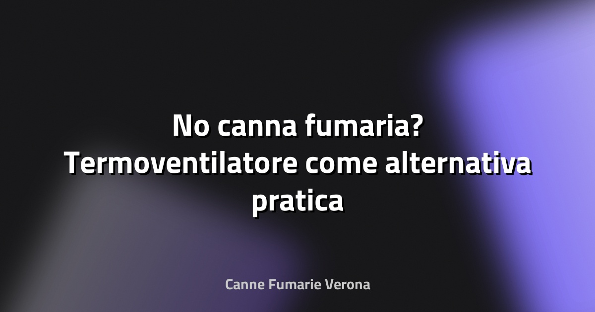 🔥 No canna fumaria? Termoventilatore come alternativa pratica