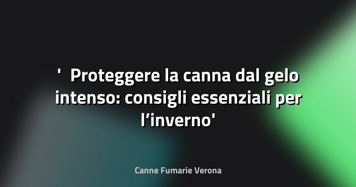 ❄️ Proteggere la canna dal gelo intenso: consigli essenziali per l’inverno