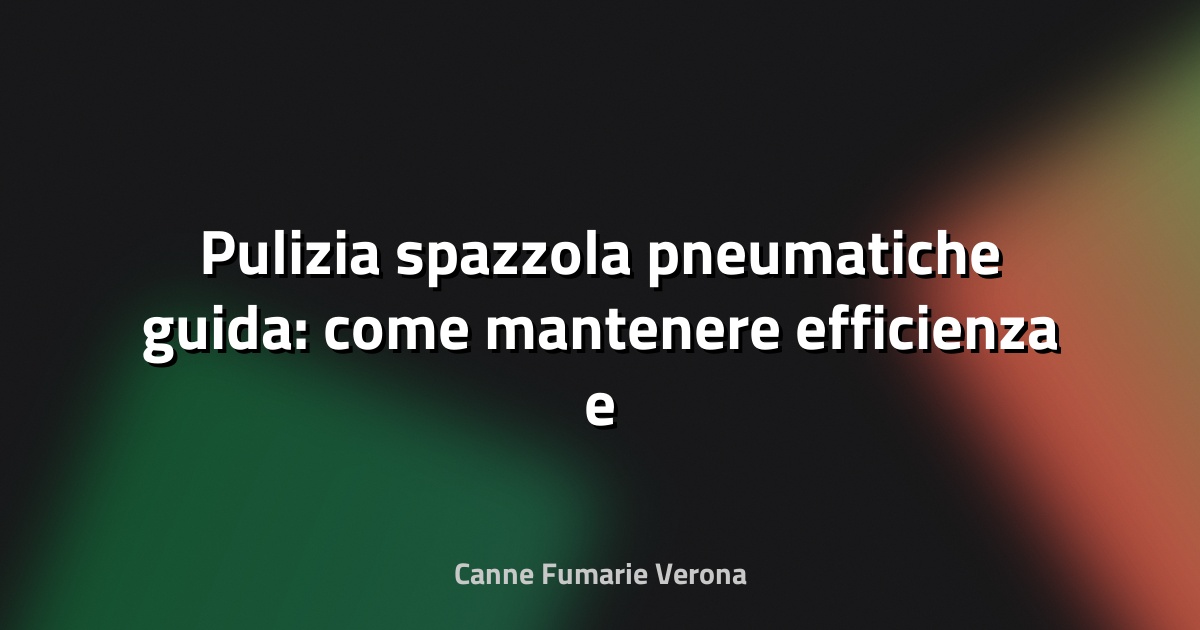🧹 Pulizia spazzola pneumatiche guida: come mantenere efficienza e durata