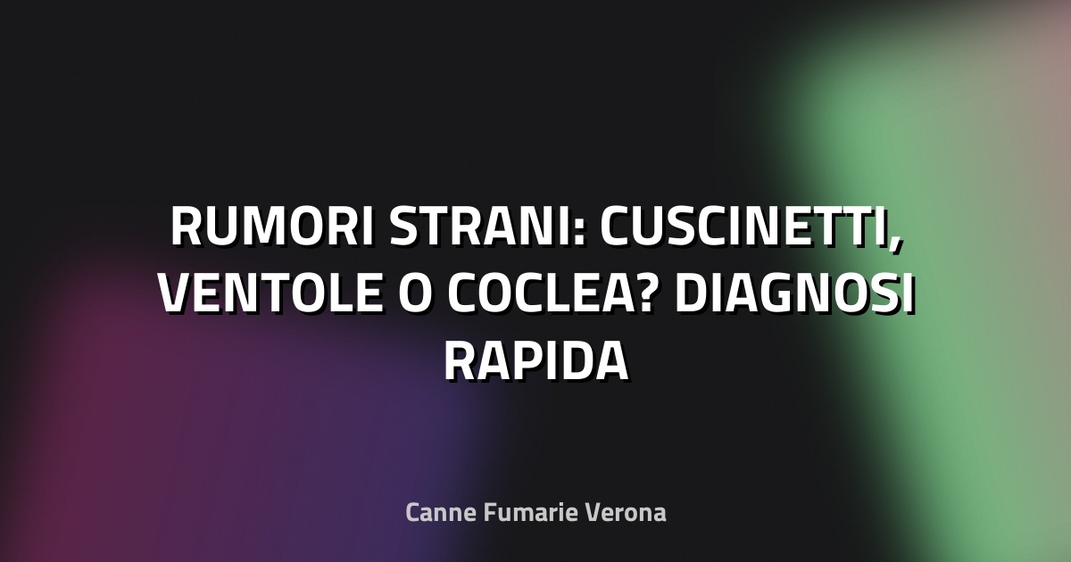 🔧 RUMORI STRANI: CUSCINETTI, VENTOLE O COCLEA? DIAGNOSI RAPIDA