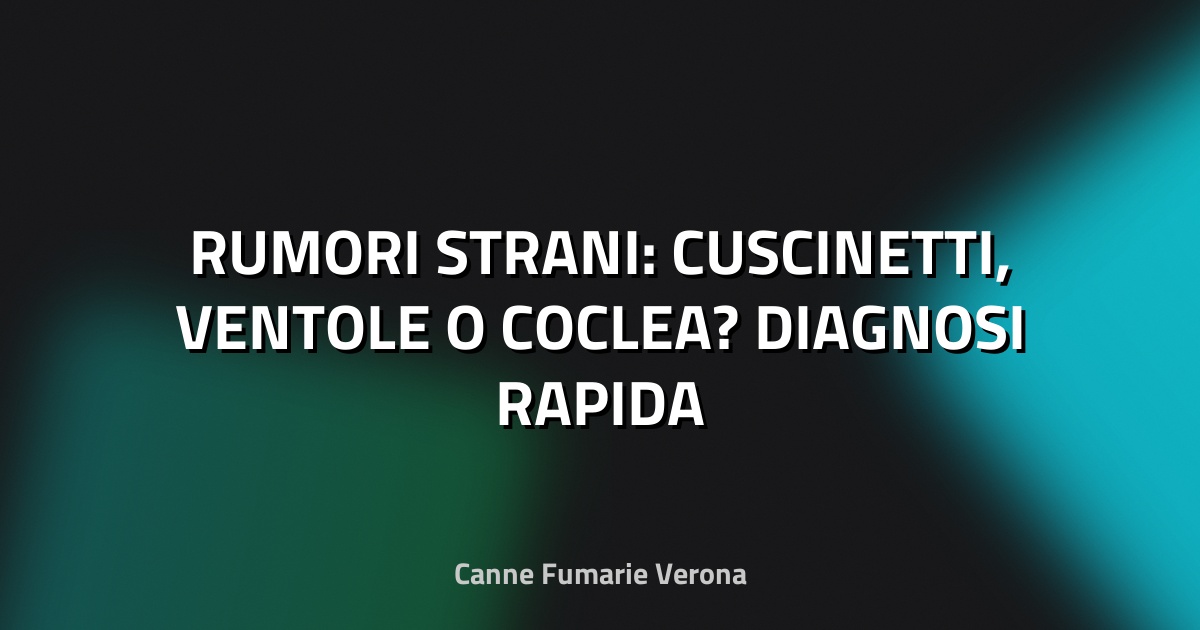 🔊 RUMORI STRANI: CUSCINETTI, VENTOLE O COCLEA? DIAGNOSI RAPIDA