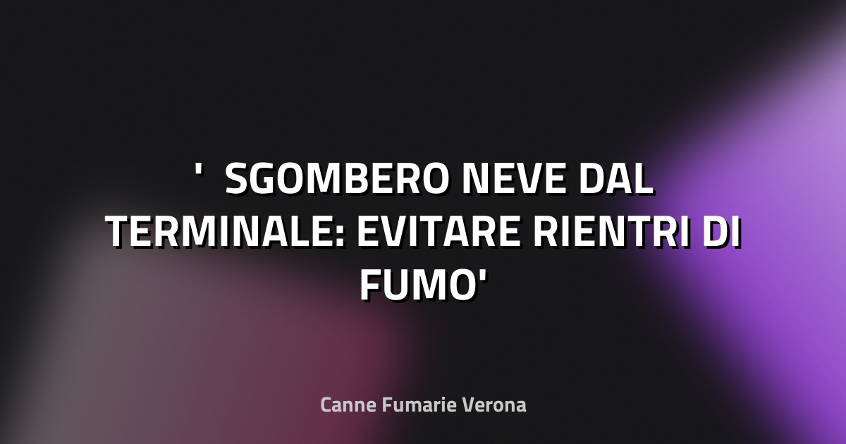 ❄️ SGOMBERO NEVE DAL TERMINALE: EVITARE RIENTRI DI FUMO