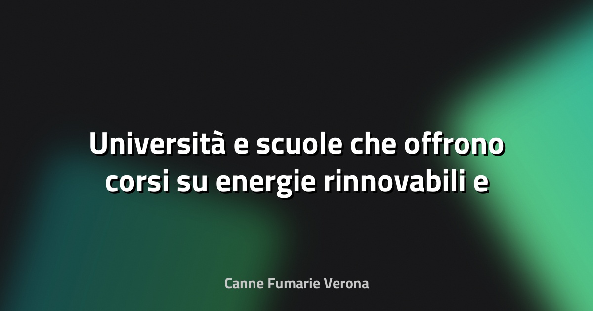 🌿 Università e scuole che offrono corsi su energie rinnovabili e canne fumarie