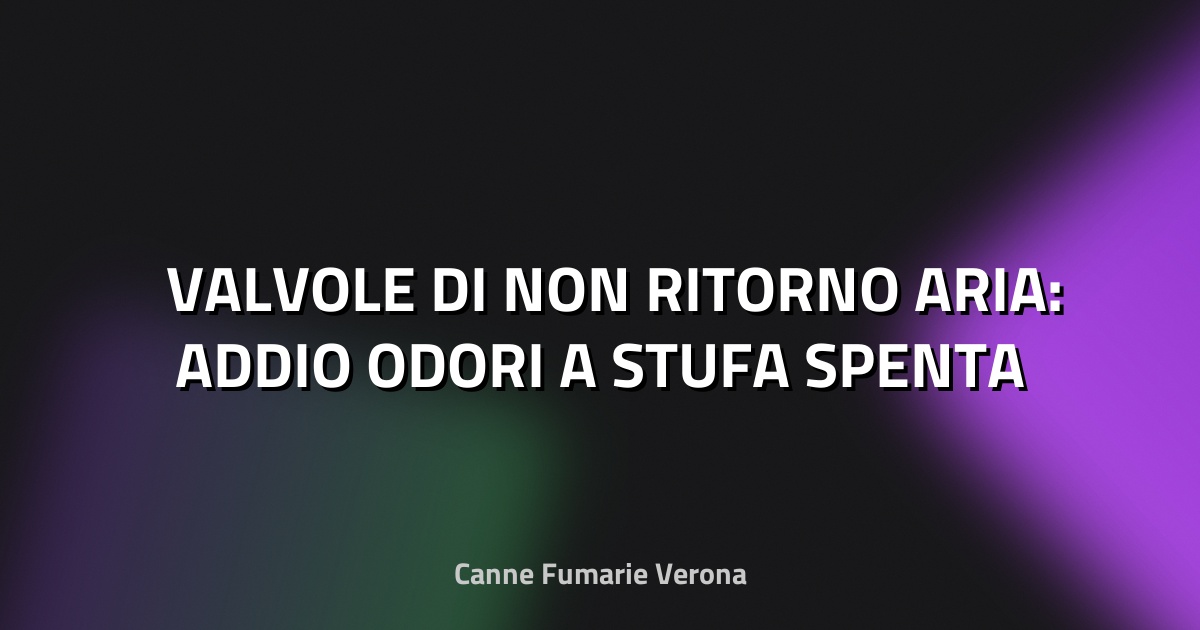 🛠️ VALVOLE DI NON RITORNO ARIA: ADDIO ODORI A STUFA SPENTA