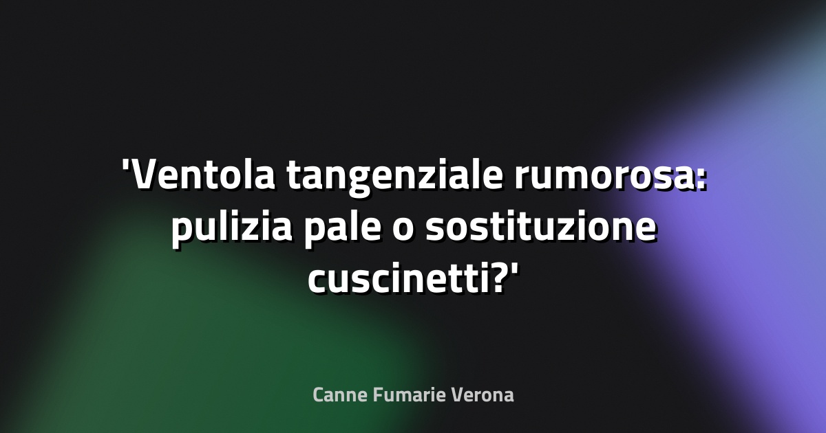 Ventola tangenziale rumorosa: pulizia pale o sostituzione cuscinetti?
