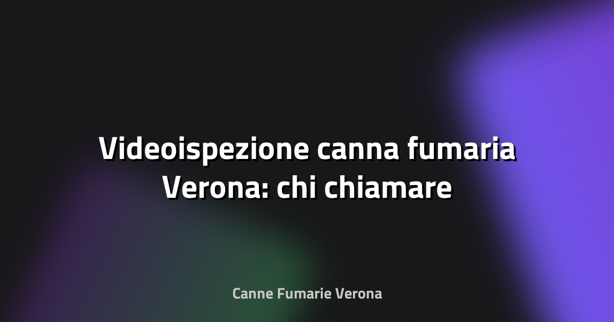 🔥 Videoispezione canna fumaria Verona: chi chiamare